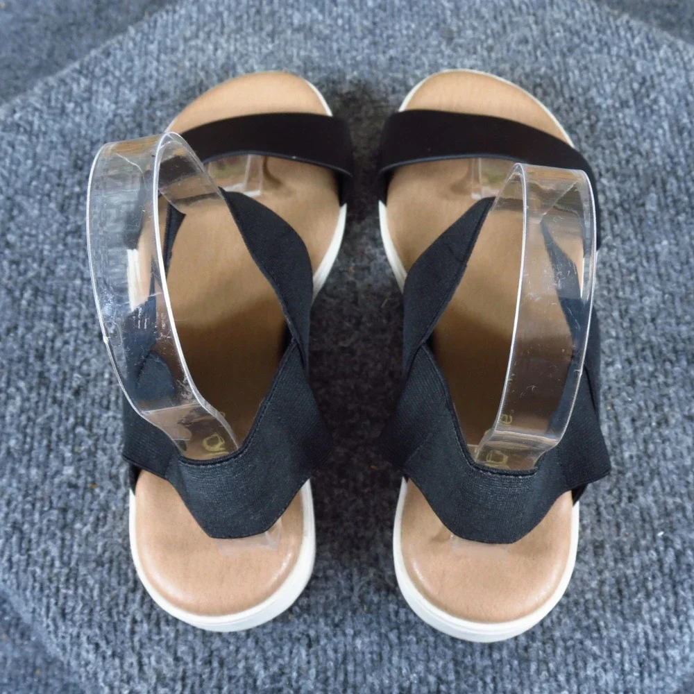 Kensie Everlee Women Wedge Sandals Sz 6.5 Casual‎ Comfort Platform Black Elastic
